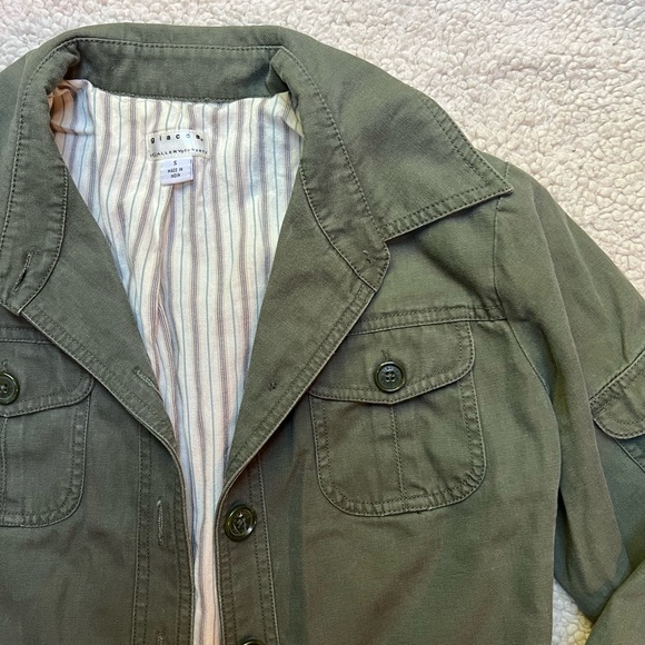 Giacca army green utility military jacket striped lining 100% cotton overcoat - Picture 3 of 16